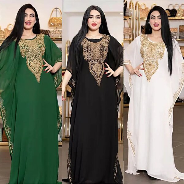 Robe Maxi en Mousseline de Soie pour Femme Musulmane, Kaftan Abaya, Boubou, Djellaba, Tenue Élégante de Dubaï, pour Ramadan