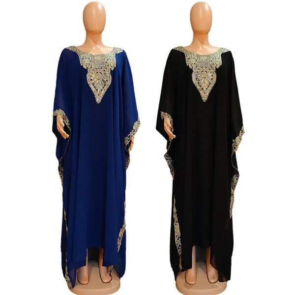 Robe Maxi en Mousseline de Soie pour Femme Musulmane, Kaftan Abaya, Boubou, Djellaba, Tenue Élégante de Dubaï, pour Ramadan