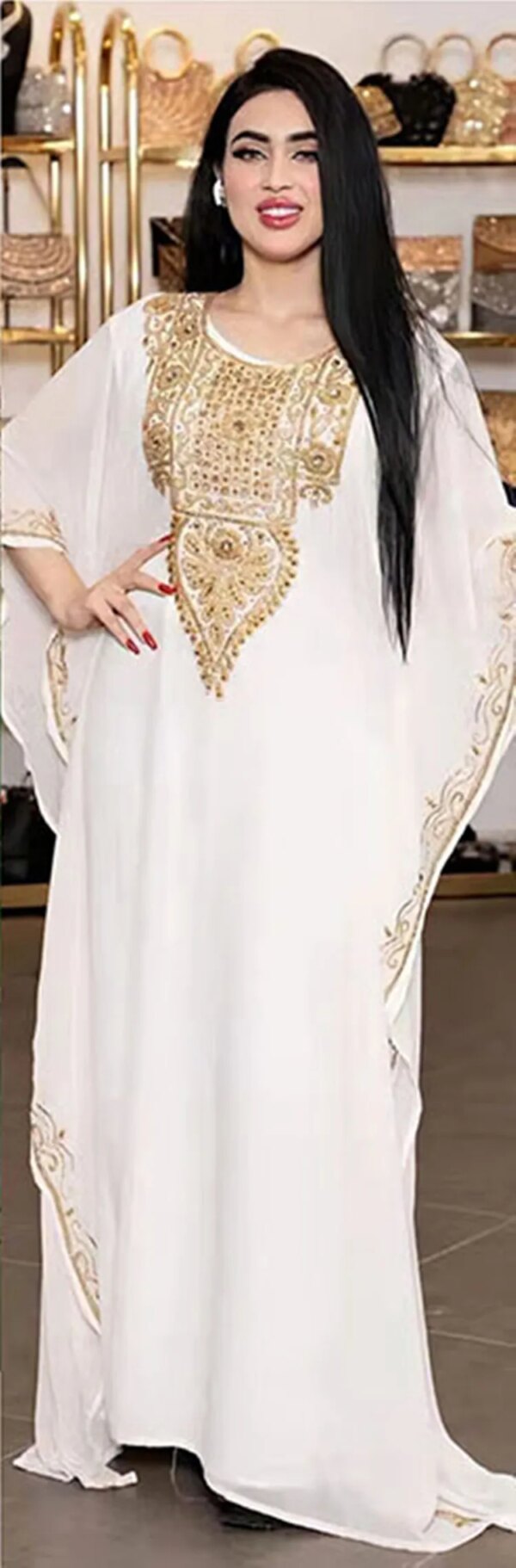 57582-d62599.jpg Robe Maxi en Mousseline de Soie pour Femme Musulmane, Kaftan Abaya, Boubou, Djellaba, Tenue Élégante de Dubaï, pour Ramadan