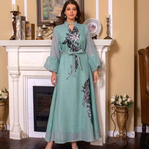 Robe de soirée élégante à paillettes pour femmes, caftan musulman pour Ramadan, Abaya de Dubaï, Robe Maxi africaine, Robe Boubou, Djellaba Femme, Quelle que soit la soirée, 2023