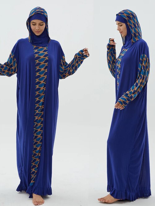 Abaya à Capuche pour Femme Musulmane, Robe Hijab, Kaftan, Djellaba de Prière, Vêtements Islamiques, Longue tiens imar Arabie Saoudite, Turban, Grande Taille, 1 Pièce