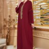 Abaya-Robe longue pour femmes musulmanes, Djellaba, Kaftan, Niqab, Ramadan, Eid Mubarak, Rouge, Dubaï, Arabe, Turquie, Islam