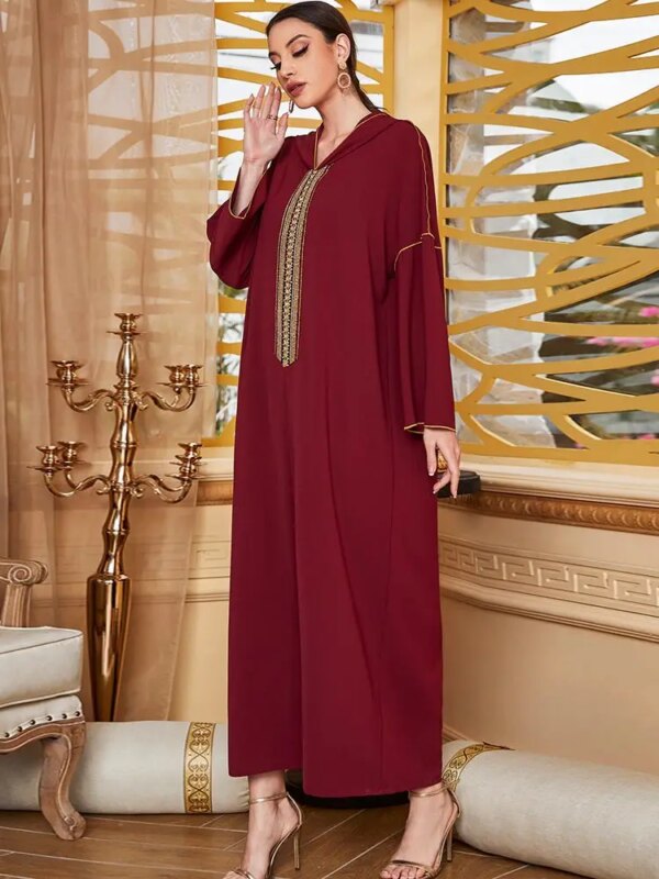 Abaya-Robe longue pour femmes musulmanes, Djellaba, Kaftan, Niqab, Ramadan, Eid Mubarak, Rouge, Dubaï, Arabe, Turquie, Islam