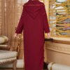Abaya-Robe longue pour femmes musulmanes, Djellaba, Kaftan, Niqab, Ramadan, Eid Mubarak, Rouge, Dubaï, Arabe, Turquie, Islam