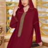 Abaya-Robe longue pour femmes musulmanes, Djellaba, Kaftan, Niqab, Ramadan, Eid Mubarak, Rouge, Dubaï, Arabe, Turquie, Islam