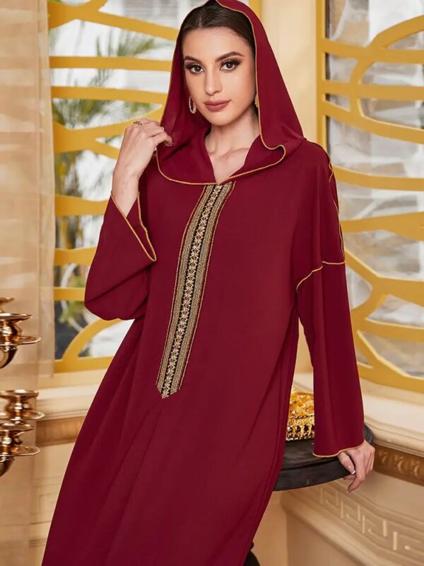 Abaya-Robe longue pour femmes musulmanes, Djellaba, Kaftan, Niqab, Ramadan, Eid Mubarak, Rouge, Dubaï, Arabe, Turquie, Islam