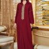 Abaya-Robe longue pour femmes musulmanes, Djellaba, Kaftan, Niqab, Ramadan, Eid Mubarak, Rouge, Dubaï, Arabe, Turquie, Islam