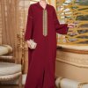 Abaya-Robe longue pour femmes musulmanes, Djellaba, Kaftan, Niqab, Ramadan, Eid Mubarak, Rouge, Dubaï, Arabe, Turquie, Islam