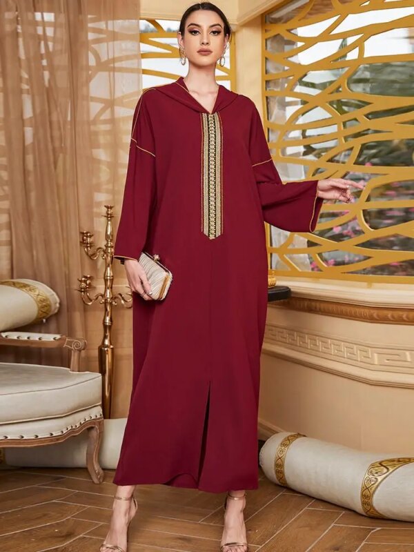 Abaya-Robe longue pour femmes musulmanes, Djellaba, Kaftan, Niqab, Ramadan, Eid Mubarak, Rouge, Dubaï, Arabe, Turquie, Islam