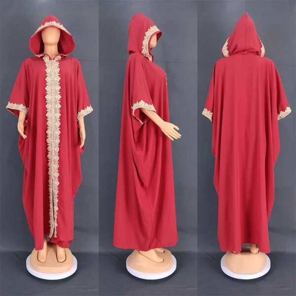 Abaya-Robe africaine à capuche pour femme, caftan musulman, Dubaï, Abayas, Robe de soirée de luxe, Robe élégante, Boubou, Djellaba féminine