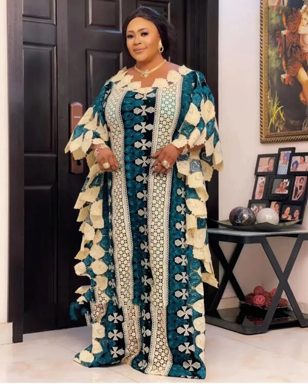 MAMADA-Vêtements africains pour femmes, Dashiki Abaya mn adt, robe longue de soirée + jupe intérieure, taille libre, phtalParty, L7539