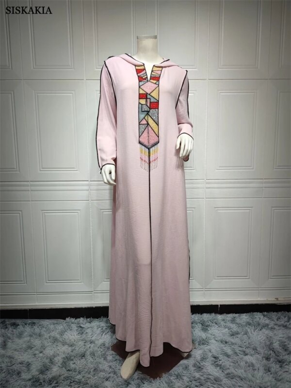 Abayas – robe à capuche pour femmes, manches longues, Maxi, strass, perlée, Caftan, Marocain, turquie, nouvelle collection 2022, haute qualité