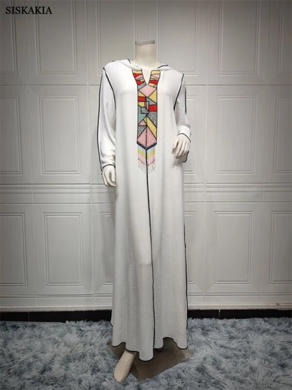 Abayas – robe à capuche pour femmes, manches longues, Maxi, strass, perlée, Caftan, Marocain, turquie, nouvelle collection 2022, haute qualité