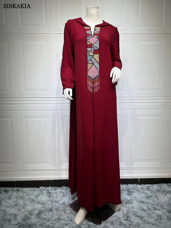 Abayas – robe à capuche pour femmes, manches longues, Maxi, strass, perlée, Caftan, Marocain, turquie, nouvelle collection 2022, haute qualité