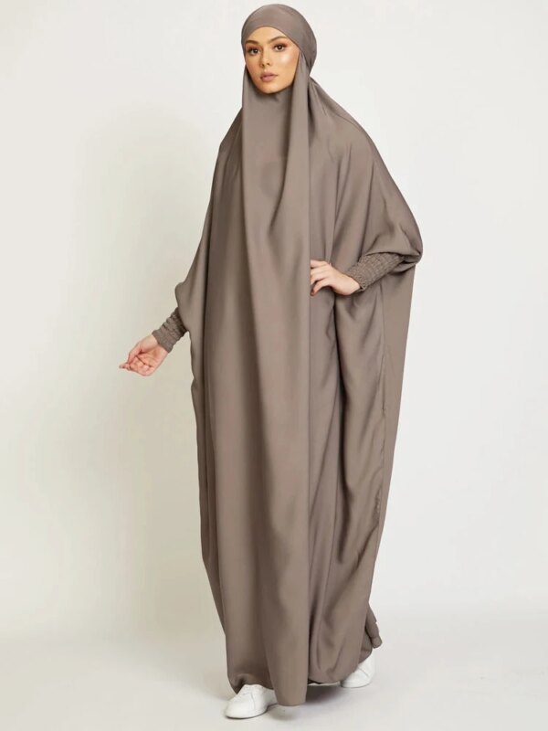 Robe de prière une pièce pour femmes musulmanes, Jilbab, Abaya à capuche, Manches smocks, Vêtements islamiques, Dubaï, Arabie saoudite, Robe noire, Modestie turque