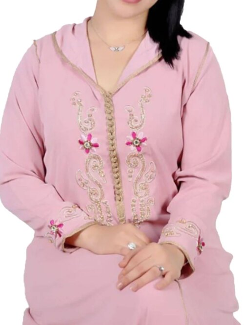 57959-4a9071.jpg Robe musulmane brodée avec capuche pour femme, robe à manches longues, robe décontractée pour femme, document solide, printemps et été, nouveau, 2022