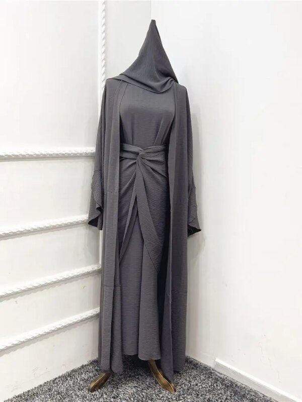Ensemble 3 pièces pour femmes musulmanes, Abaya, Dubaï, Islam, Turquie, Bangladesh, Hijab, Robe modeste, Kaftans pour femmes