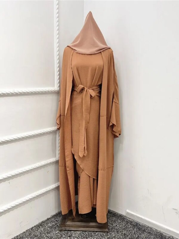 Ensemble 3 pièces pour femmes musulmanes, Abaya, Dubaï, Islam, Turquie, Bangladesh, Hijab, Robe modeste, Kaftans pour femmes