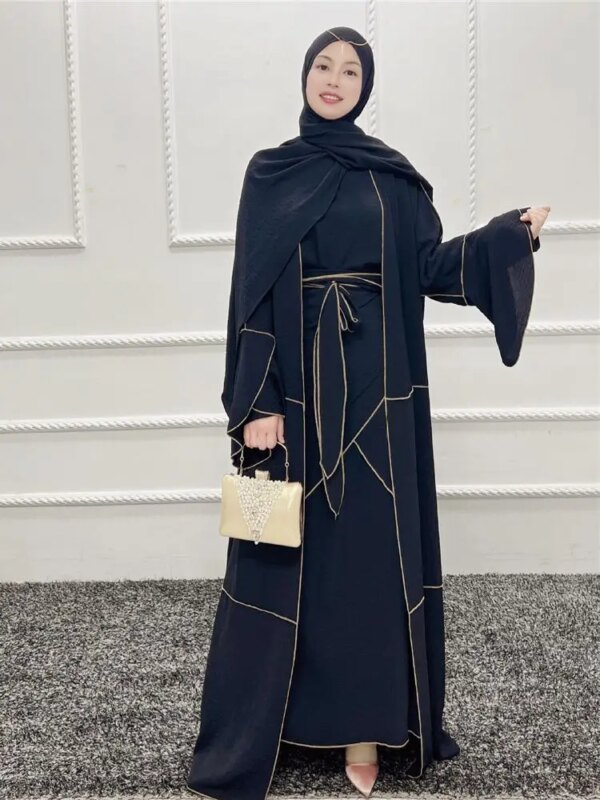 Ensemble 3 pièces pour femmes musulmanes, Abaya, Dubaï, Islam, Turquie, Bangladesh, Hijab, Robe modeste, Kaftans pour femmes
