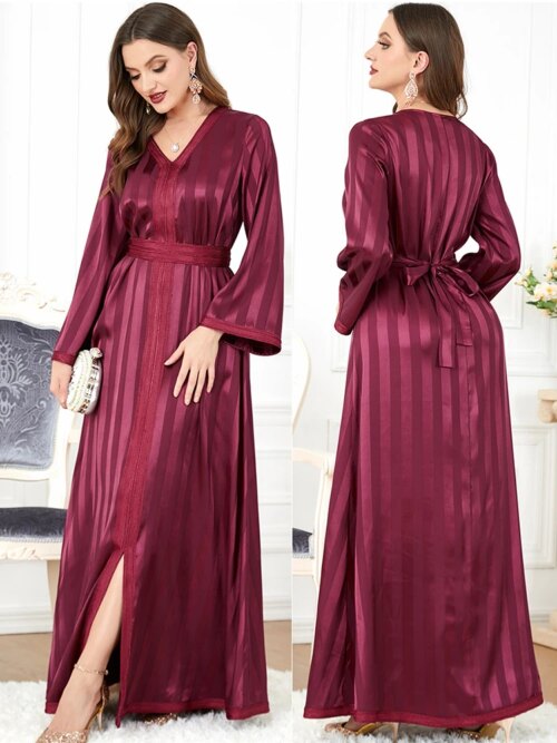 Abaya-Robe longue brodée pour femme musulmane, caftan marocain, Islam, Turquie, Arabe, Dubaï, ixde l'Aïd