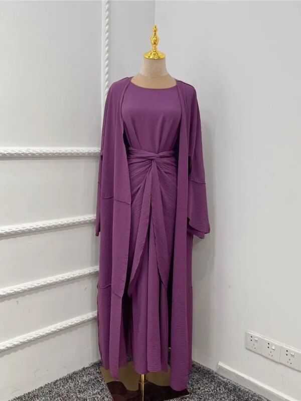 Ensemble 3 pièces pour femmes musulmanes, Abaya, Dubaï, Islam, Turquie, Bangladesh, Hijab, Robe modeste, Kaftans pour femmes