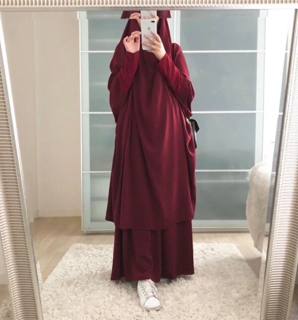 Abaya-Jupe de Ramadan 2 pièces pour femmes, vêtement de prière Jilbab, robe tiens imar Hijab, ensembles musulmans Abayat Islam, vêtements islamiques