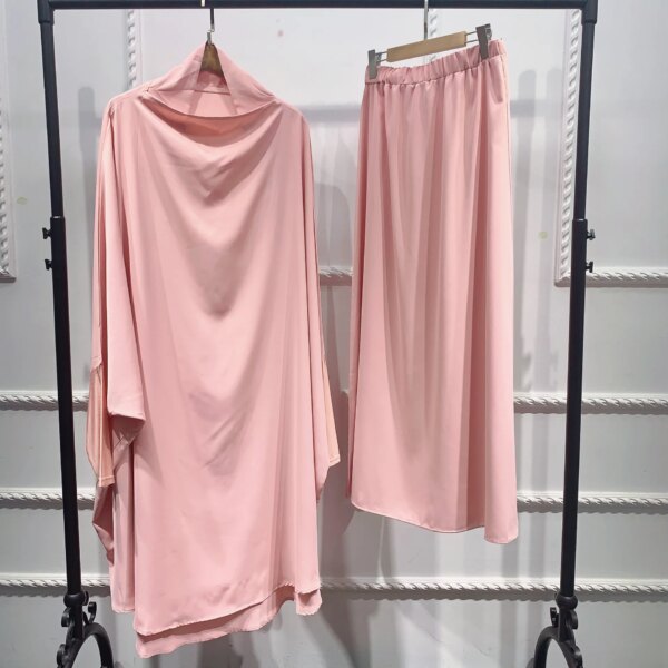Abaya-Jupe de Ramadan 2 pièces pour femmes, vêtement de prière Jilbab, robe tiens imar Hijab, ensembles musulmans Abayat Islam, vêtements islamiques