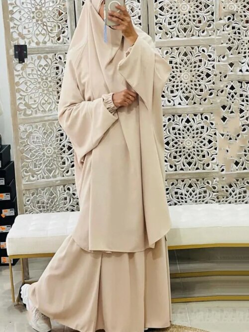 58514-037d66.jpg Jilbab-Ensemble de Vêtement de Prière Musulmane pour Femme, Hijab, Robe Abaya Longue, tiens imar, Ramadan, Abayas, Dubaï, Ensembles de Vêtements Islamiques, 2 Pièces