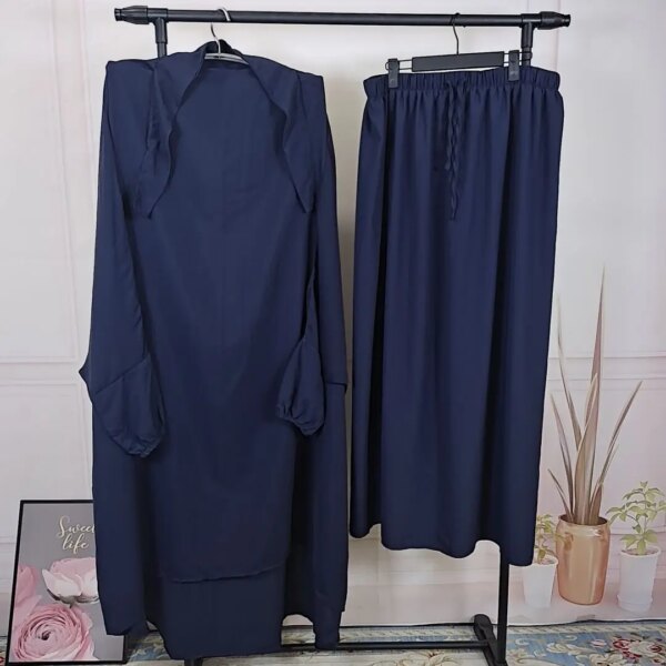 Jilbab-Ensemble de Vêtement de Prière Musulmane pour Femme, Hijab, Robe Abaya Longue, tiens imar, Ramadan, Abayas, Dubaï, Ensembles de Vêtements Islamiques, 2 Pièces