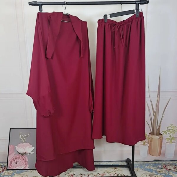 Jilbab-Ensemble de Vêtement de Prière Musulmane pour Femme, Hijab, Robe Abaya Longue, tiens imar, Ramadan, Abayas, Dubaï, Ensembles de Vêtements Islamiques, 2 Pièces