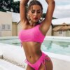 Maillot de bain femme 2 pièces Sexy, soutien-gorge Bandeau, taille haute