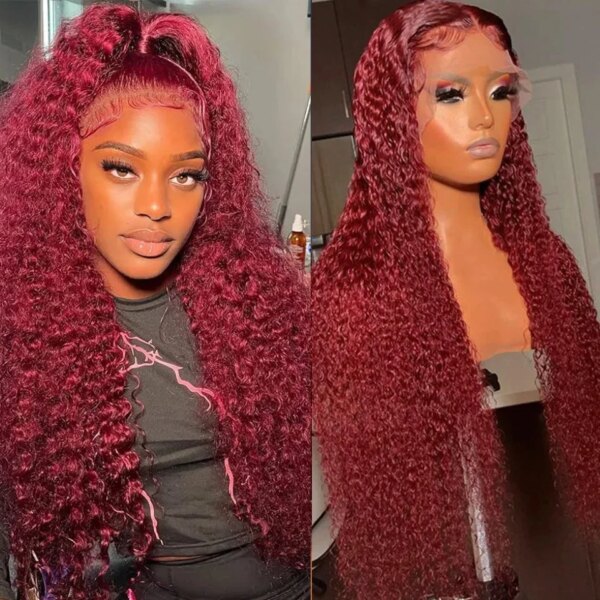 perruque naturelle afro americain Lace Front Wig Deep Wave brésilienne naturelle