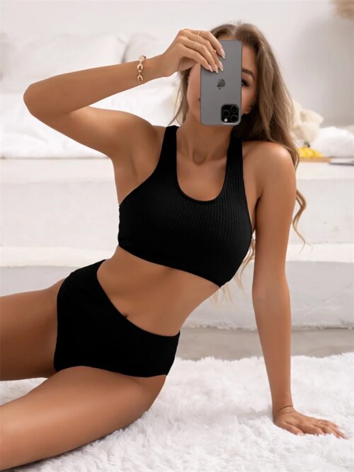 Maillot de bain femme 2 pièces pour femmes, bikini, ensemble deux pièces