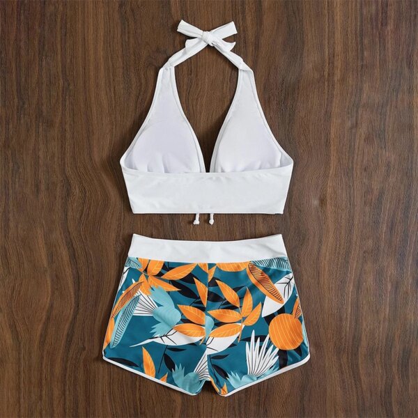 Maillot de bain femme 2 pièces imprimé, col licou, sexy, bikini, ensemble pour la plage