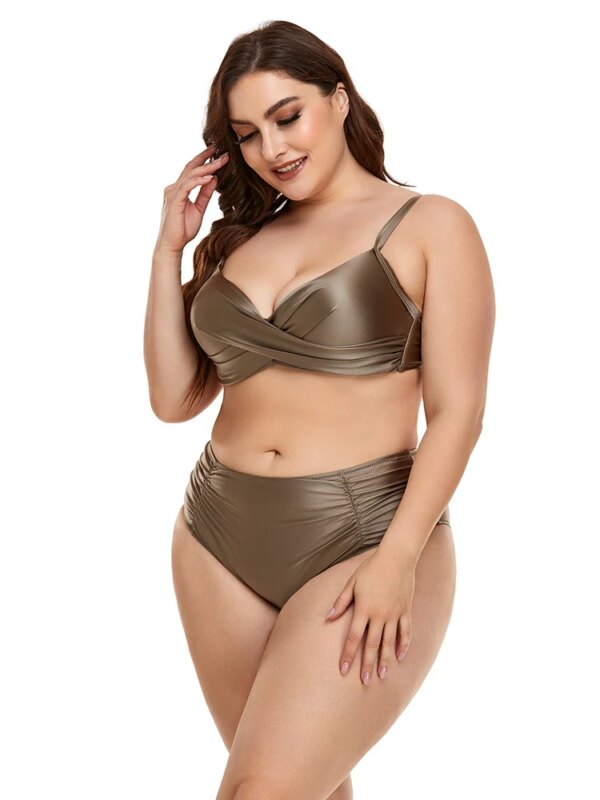 Maillot de bain femme 2 pièces grande taille, col en v, Smaillot de bain femme sexy