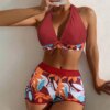 Maillot de bain femme 2 pièces imprimé, col licou, sexy, bikini, ensemble pour la plage