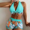 Maillot de bain femme 2 pièces imprimé, col licou, sexy, bikini, ensemble pour la plage