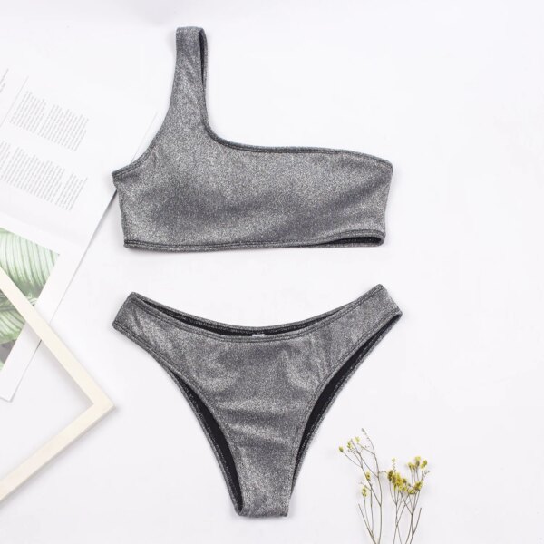 Maillot de bain femme 2 pièces à paillettes pour femmes, ensemble bikini sexy pour dames