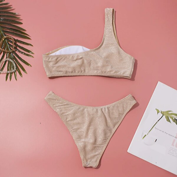 Maillot de bain femme 2 pièces à paillettes pour femmes, ensemble bikini sexy pour dames