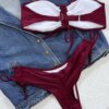 Maillot de bain femme 2 pièces, uni, froncé, proximité, string, Bikini