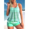 Maillot de bain femme 2 pièces bleu fleuri pour femmes, tankini, taille haute