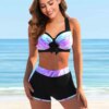 Maillot de bain femme 2 pièces imprimé rétro pour femmes, ensemble deux pièces