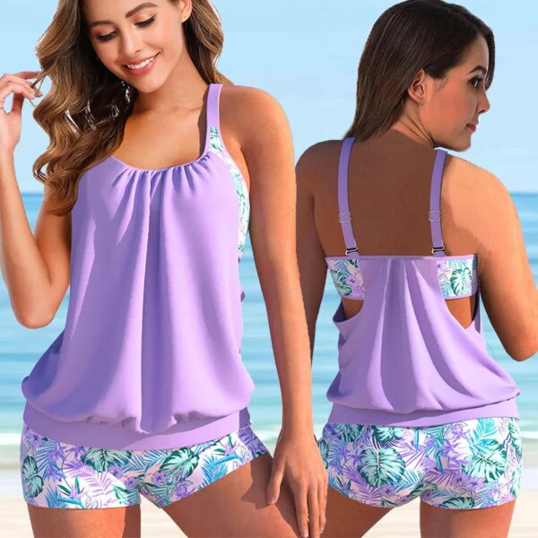 Maillot de bain femme 2 pièces, tankini, grande taille, sexy, imprimé