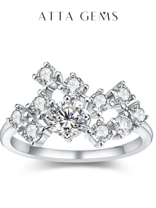 Bague de fiançailles femme Moissanite pour Femme, Excellente Forme Ronde, Bijoux Fins