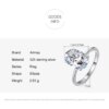 Bague de fiançailles femme de mariage 3CT en argent Sterling 925, bagues de fiançailles ovales en zircone transparente pour femmes