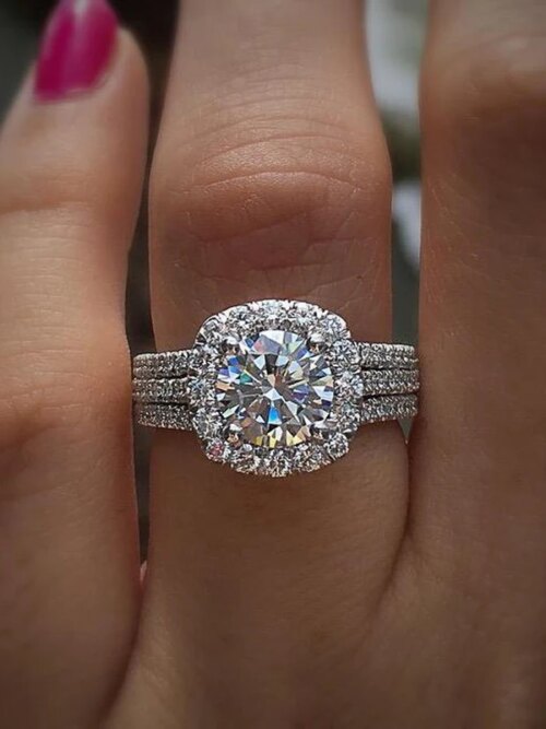 Bague de fiançailles femme tendance pour femmes avec zircon cubique brillant, bagues de fiançailles de luxe