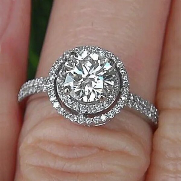 Bague de fiançailles femme tendance pour femmes avec zircon cubique brillant, bagues de fiançailles de luxe