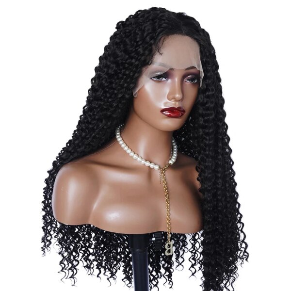 perruque femme synthétiques bouclées et crépues à dentelle avec raie en T