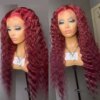 Perruque Bourgogne Kinky Curly Lace Front Perruques Synthétique Moyen