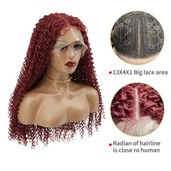 Perruque Bourgogne Kinky Curly Lace Front Perruques Synthétique Moyen